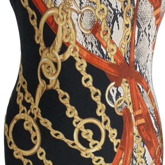 CACHE Lux Print Dress, S, Black/Snakeskin, Pull over, Sleeveless, Stretch - Picture 8 of 14